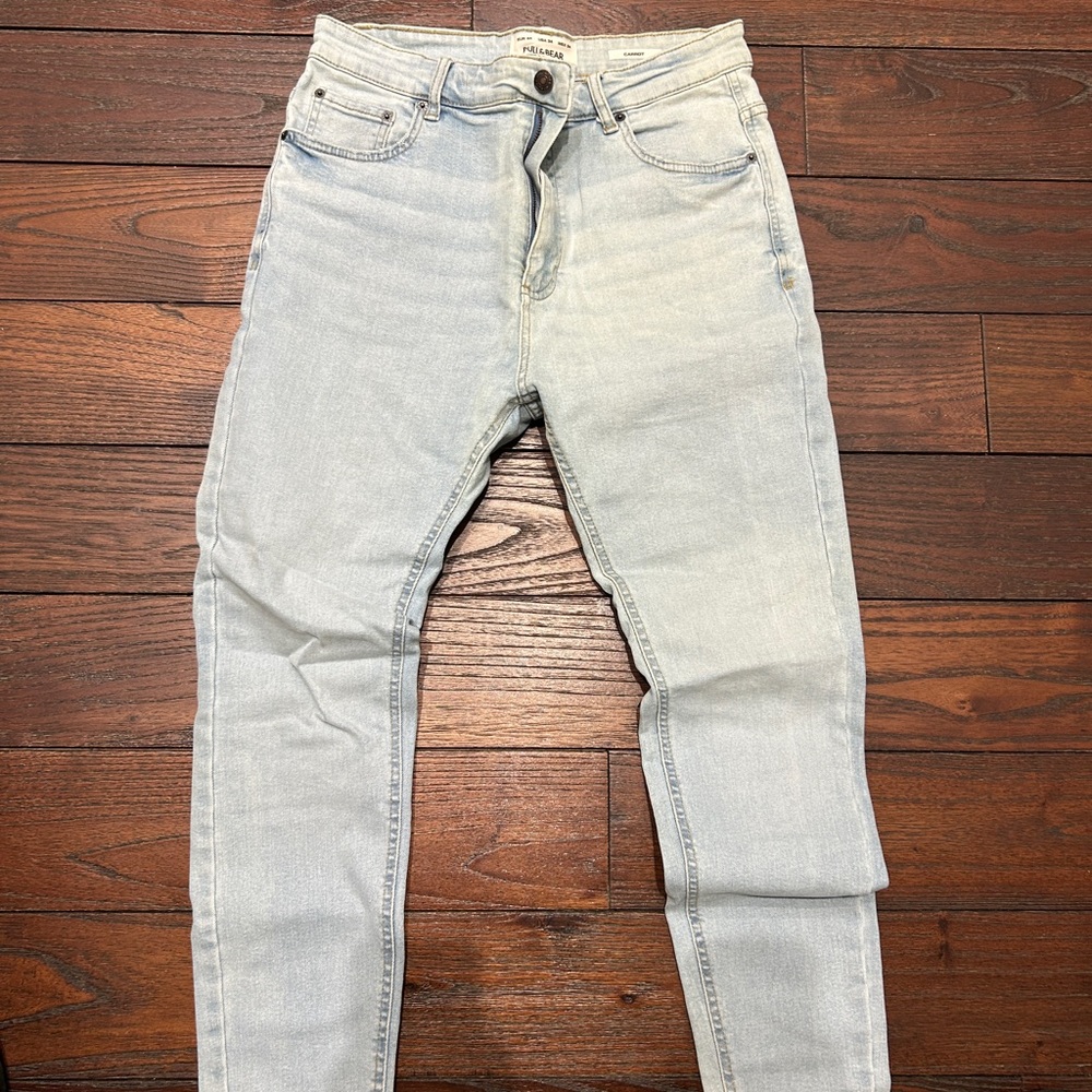 Pull&Bear Men's Skinny Jeans in Light Blue